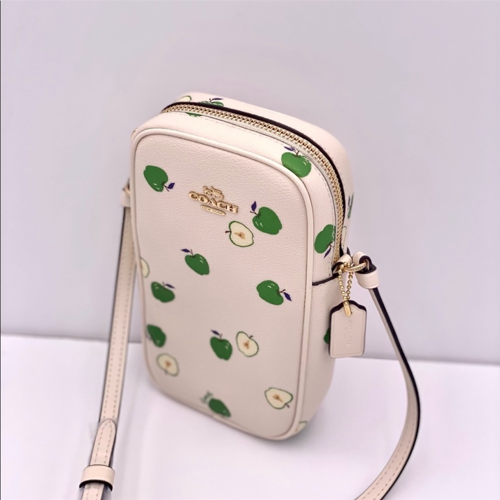 Coach North/South Zip Crossbody With Apple Print - Picture 5 of 8